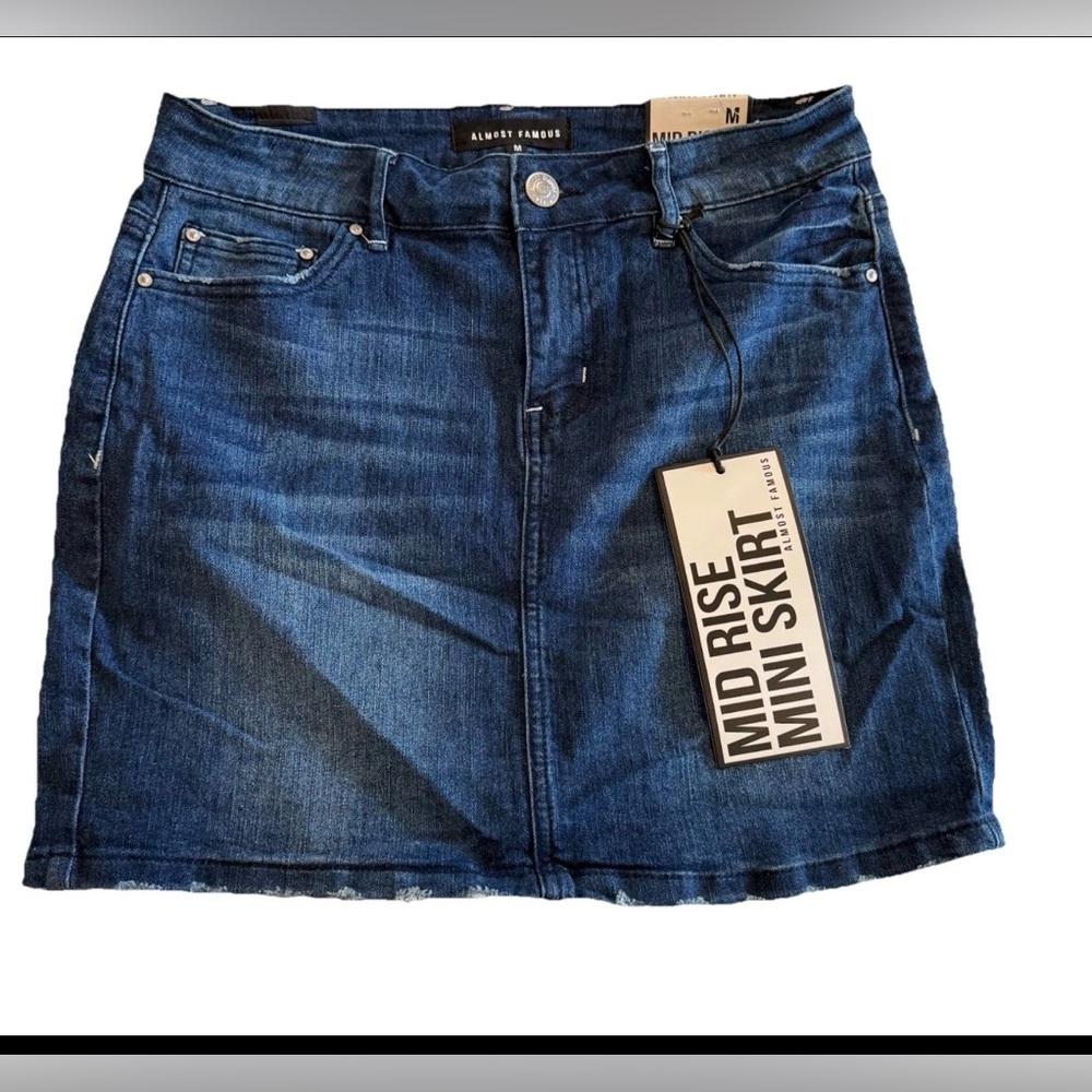Almost Famous Denim Mid Rise Mini Skirt Size Medium New With Tags